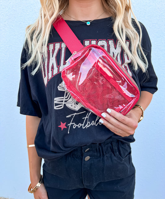 Clear Belt Bag- RED