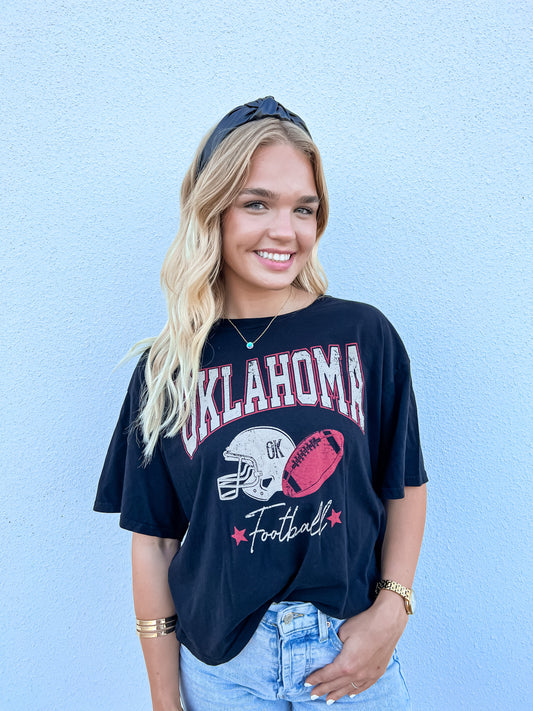 Oklahoma Football- Black Tee