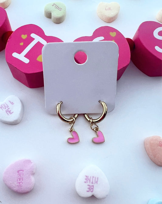 Pretty In Pink Heart Hoops