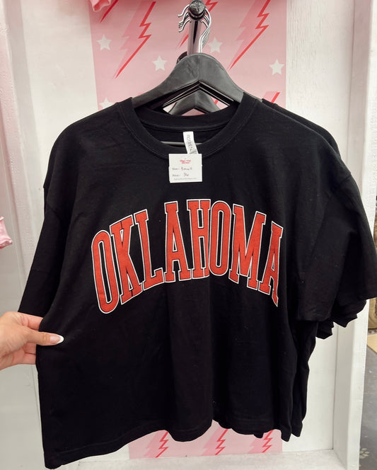 Oklahoma Crop Tee- BLACK