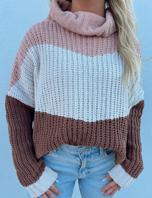 Think Fall Color Block Sweater