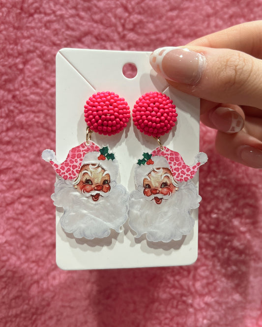 Leopard Santa Earrings