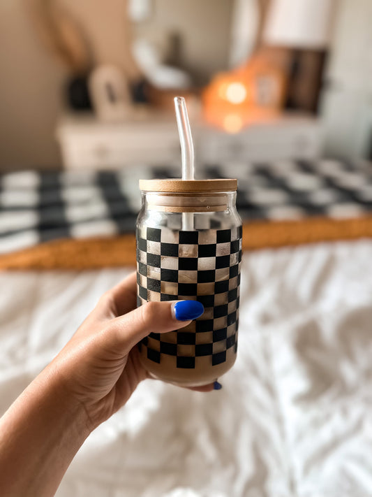 Checkered Glass Cup